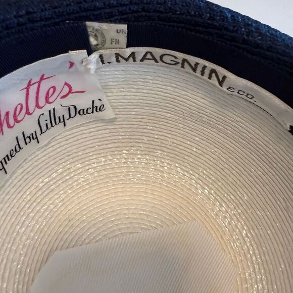 Vintage Dachettes’ I. Magnin Hat White, Blue & Red Straw Fascinator Old Money main image 8